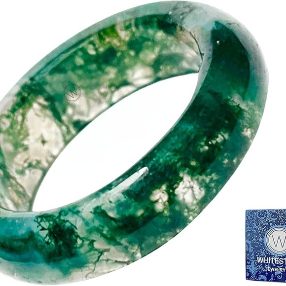 Jewelry - Elegant Moss Agate Stackable Ring for Men and Women - Eco-Friendly Gemstone